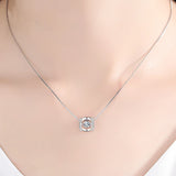 Heart Pendant Rhinestone CZ Necklace 925 Silver Women's Jewelry