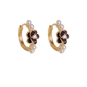 Camellia Flower Pearl Earrings - High Jewelry