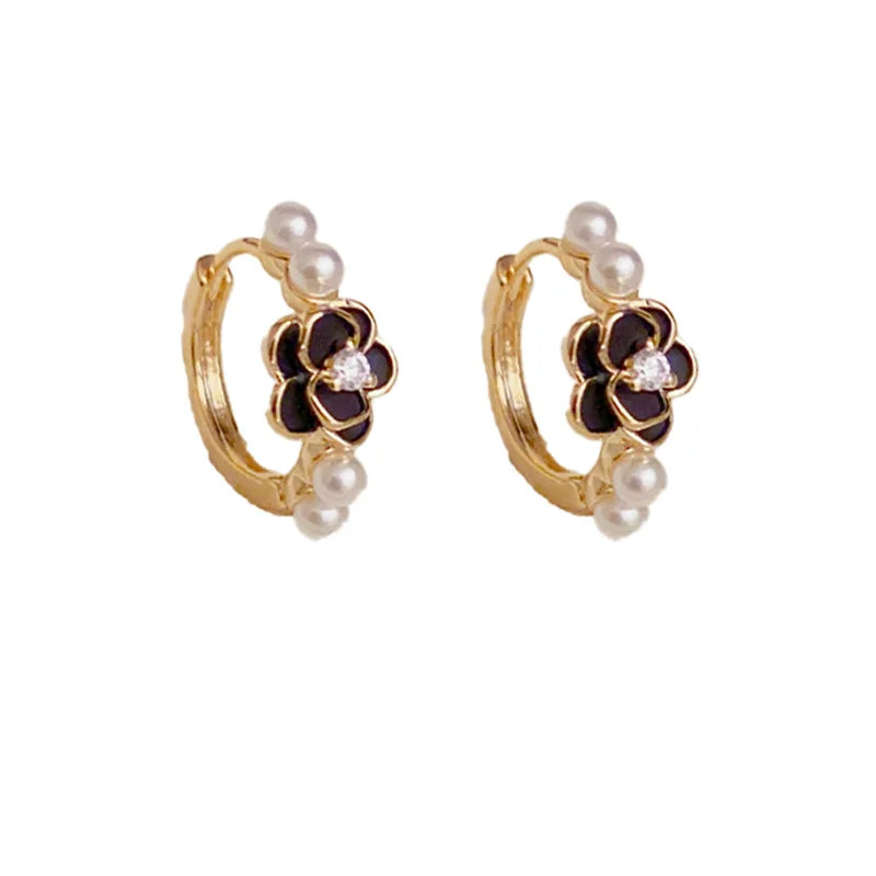 Camellia Flower Pearl Earrings - High Jewelry