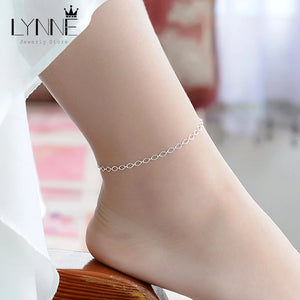 Egg Shaped 925 Sterling Silver Chain Anklet Bracelet