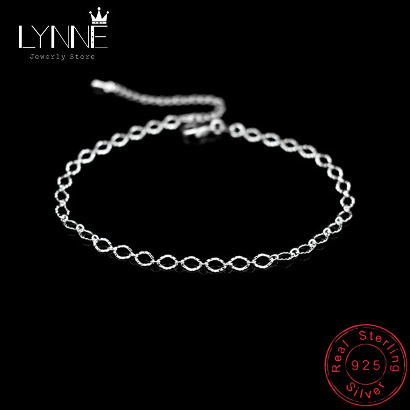 Egg Shaped 925 Sterling Silver Chain Anklet Bracelet