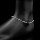 Egg Shaped 925 Sterling Silver Chain Anklet Bracelet