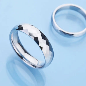 Faceted 85.7% Tungsten Rings Scratch Proof 4mm & 6mm Size 4-13