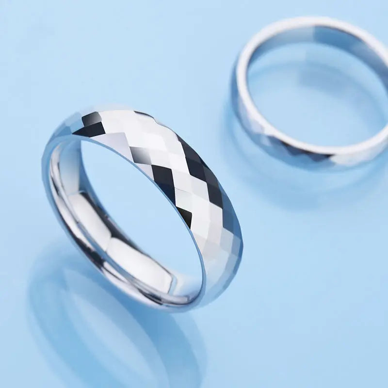 Faceted 85.7% Tungsten Rings Scratch Proof 4mm & 6mm Size 4-13