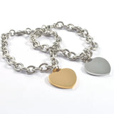 Heart Charms Bracelet 316L Stainless Steel Chain Gift
