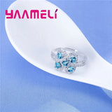 925 Sterling Silver Crystal Engagement Ring for Women