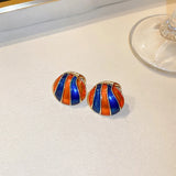 14K Gold Plated Enamel Shell Circle Earrings