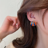 14K Gold Plated Enamel Shell Circle Earrings