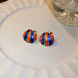 14K Gold Plated Enamel Shell Circle Earrings