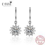 925 Silver Zircon Sunflower Drop Earrings Wedding Snowflake Crystal Hook Eardrop