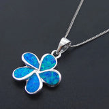 Fire Opal Pendant Necklace 925 Sterling Silver 18'' Chain Women