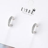 Zircon 925 Silver C Type Clip Earrings Punk Rock Unisex Rhinestone Ear Clip