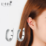 Zircon 925 Silver C Type Clip Earrings Punk Rock Unisex Rhinestone Ear Clip