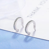 Zircon 925 Silver C Type Clip Earrings Punk Rock Unisex Rhinestone Ear Clip