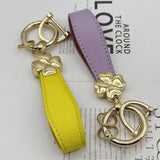 Leather Flower Car Keychain Hand Rope Accessories Couple Bag Ornaments