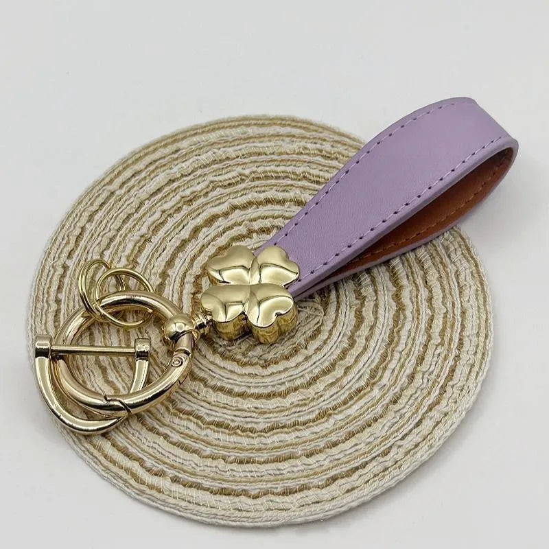 Leather Flower Car Keychain Hand Rope Accessories Couple Bag Ornaments