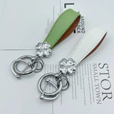 Leather Flower Car Keychain Hand Rope Accessories Couple Bag Ornaments
