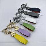 Leather Flower Car Keychain Hand Rope Accessories Couple Bag Ornaments