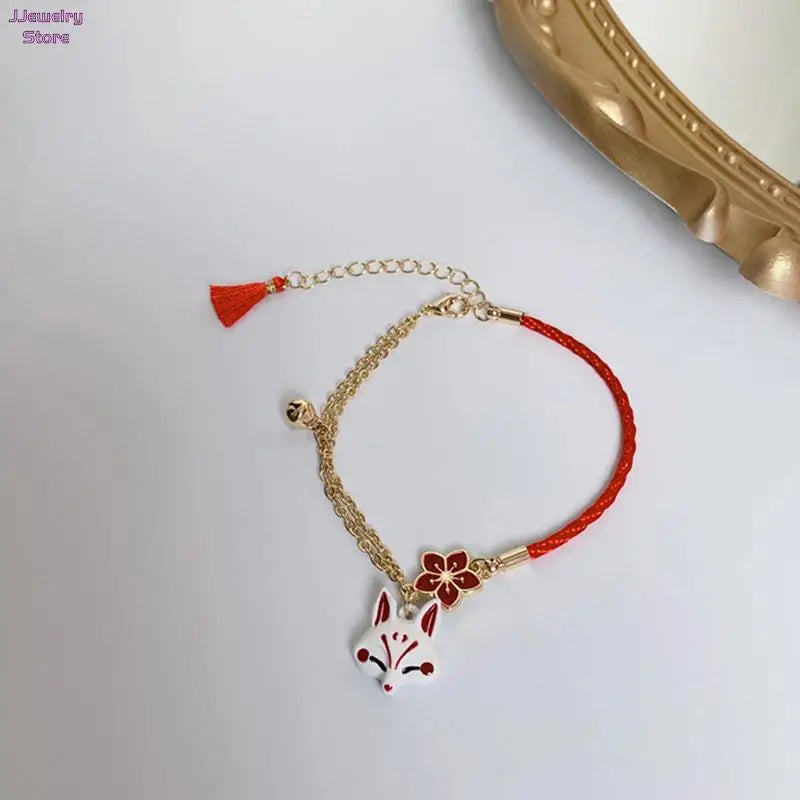 Fox Vintage Jewelry Lucky Bell Flower Cartoon Animal Bracelet