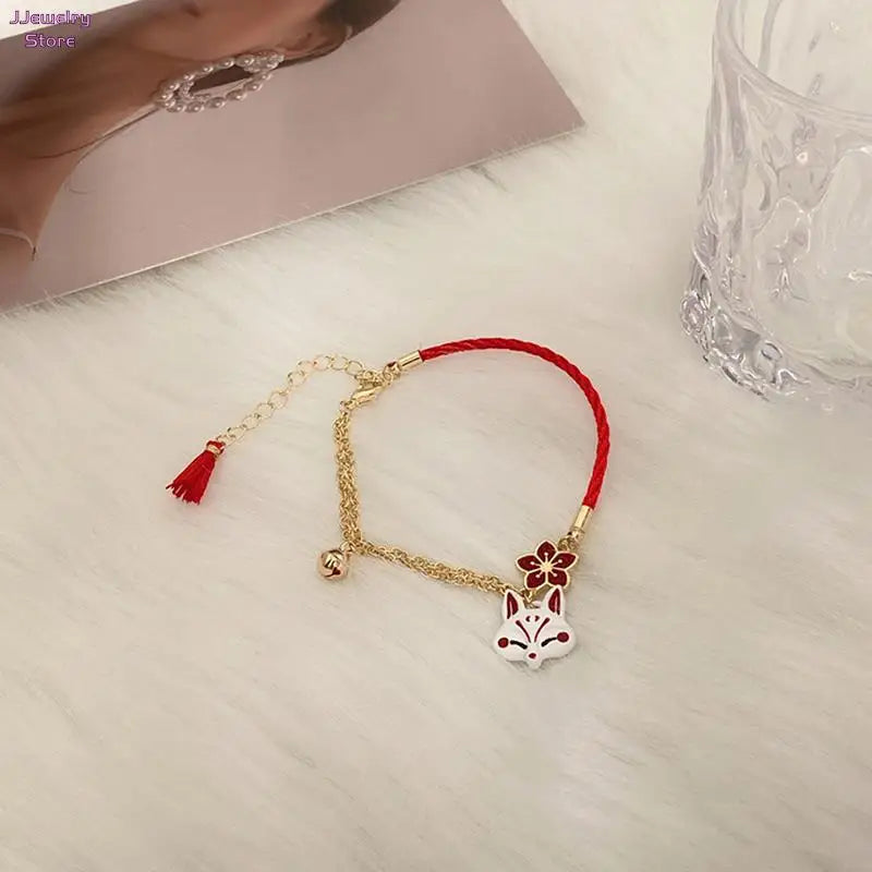 Fox Vintage Jewelry Lucky Bell Flower Cartoon Animal Bracelet
