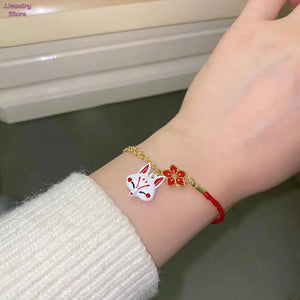 Fox Vintage Jewelry Lucky Bell Flower Cartoon Animal Bracelet