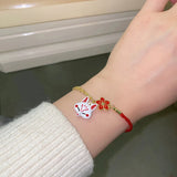 Fox Vintage Jewelry Lucky Bell Flower Cartoon Animal Bracelet