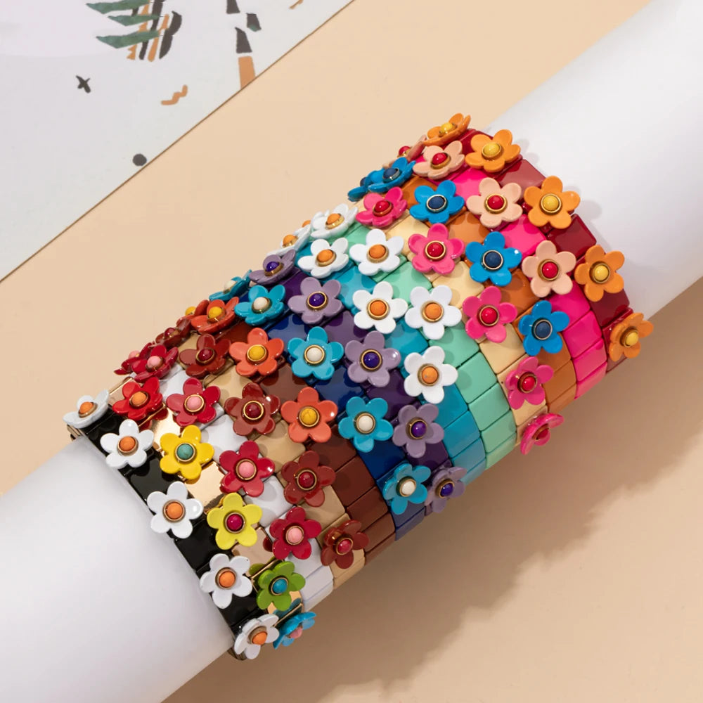 Colorful Beads Bracelets Bohemian Elastic Bangle for Women