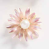 Enamel Flower Pearl Brooch Pin Sweater Jacket Accessories