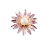 Enamel Flower Pearl Brooch Pin Sweater Jacket Accessories
