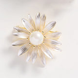 Enamel Flower Pearl Brooch Pin Sweater Jacket Accessories