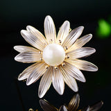 Enamel Flower Pearl Brooch Pin Sweater Jacket Accessories