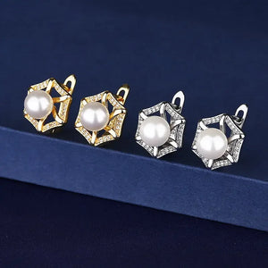 Geometric Hoop Earrings Crystal Stud French Jewelry