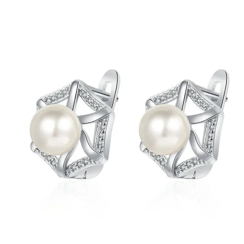 Geometric Hoop Earrings Crystal Stud French Jewelry