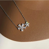 Flower Pendant Necklace Dainty Charm Silvery Clavicle Choker for Women