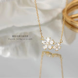 Flower Pendant Necklace Dainty Charm Silvery Clavicle Choker for Women