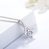 Zircon Pendant Necklace 925 Sterling Silver Musical Note Charm Neckalces
