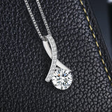 Zircon Pendant Necklace 925 Sterling Silver Musical Note Charm Neckalces