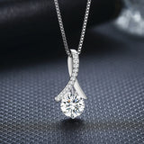 Zircon Pendant Necklace 925 Sterling Silver Musical Note Charm Neckalces