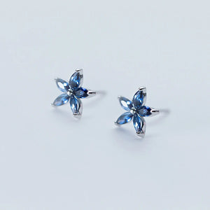 925 Silver Flower Crystal Stud Earrings for Women
