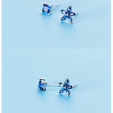 925 Silver Flower Crystal Stud Earrings for Women