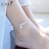 925 Sterling Silver Anklet Love Heart Pendant Foot Jewelry