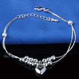 925 Sterling Silver Love Heart Pendant Anklet Bracelet Chain