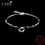 925 Sterling Silver Anklet Love Heart Pendant Foot Jewelry