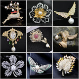 Freshwater Pearl Brooch Cubic Zirconia Flower Animal Insect Pin