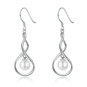 925 Silver Infinity Earrings with Freshwater Pearls