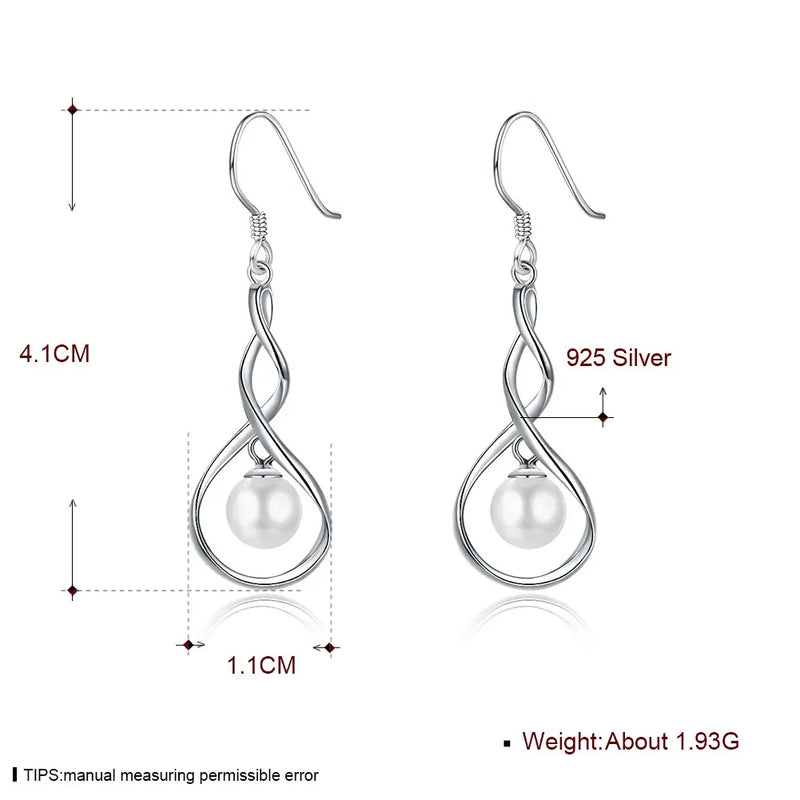925 Silver Infinity Earrings with Freshwater Pearls