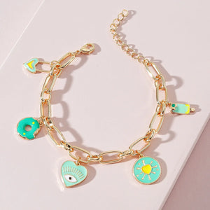 Enamel Heart Pendant Bracelet for Women