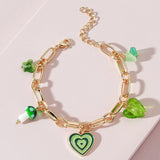 Enamel Heart Pendant Bracelet for Women