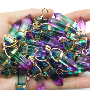 Colorful Glass Pillar Point Pendants for Jewelry Making