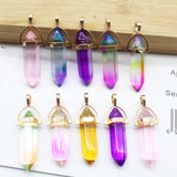 Colorful Glass Pillar Point Pendants for Jewelry Making